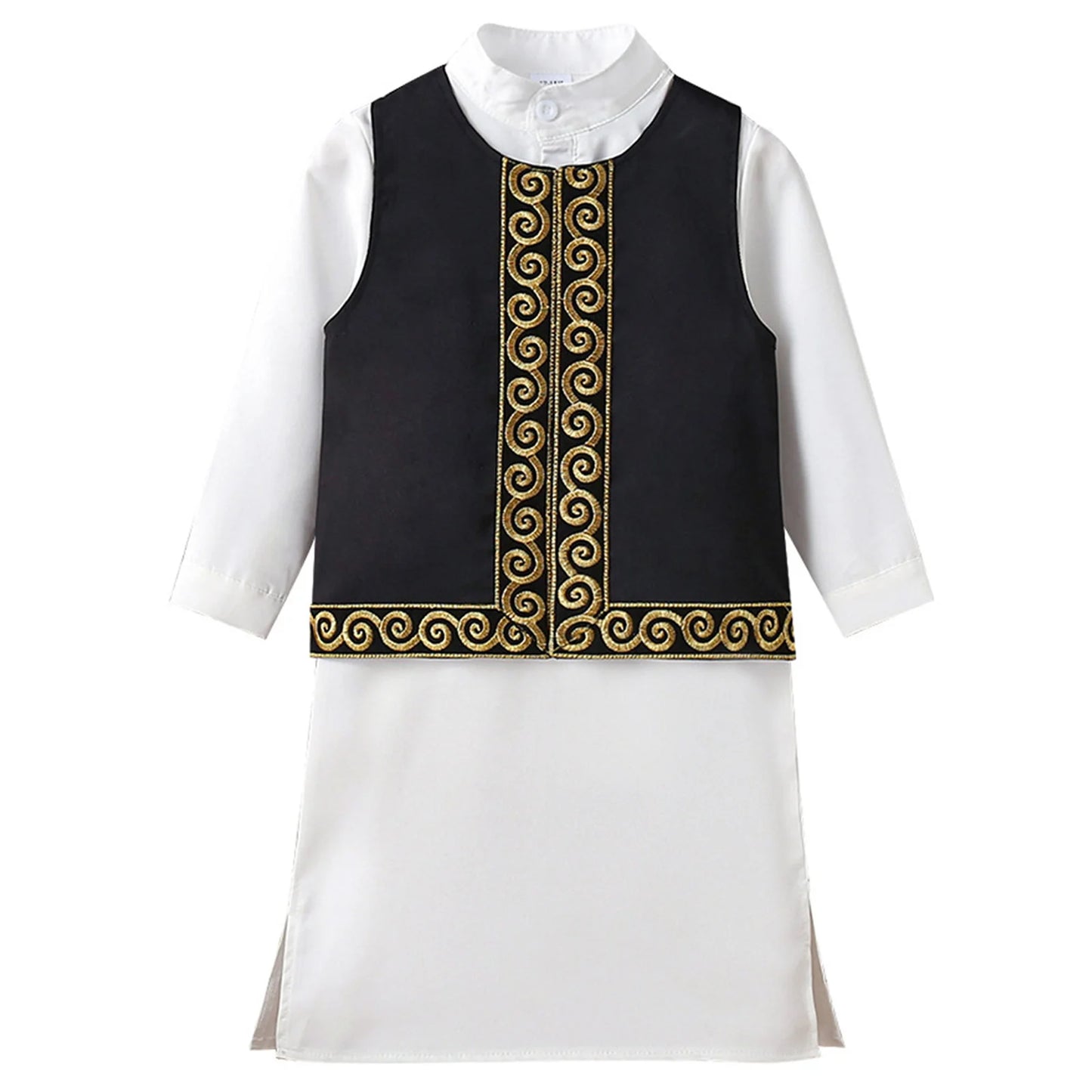 Abaya Kinder Jungen Arabische Muslimische Langarm Kleid mit Hose Islamisches Kaftan Abaya Set
