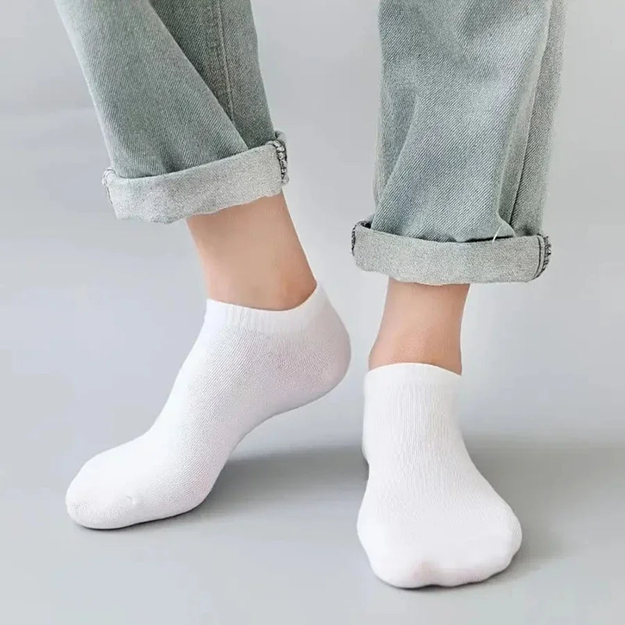 10 Paar/Herrensocken Frühling/Sommer Dünne, Atmungsaktive, Weiche Polyester-Baumwollsocken Schwarz Söckchen Bootssocken