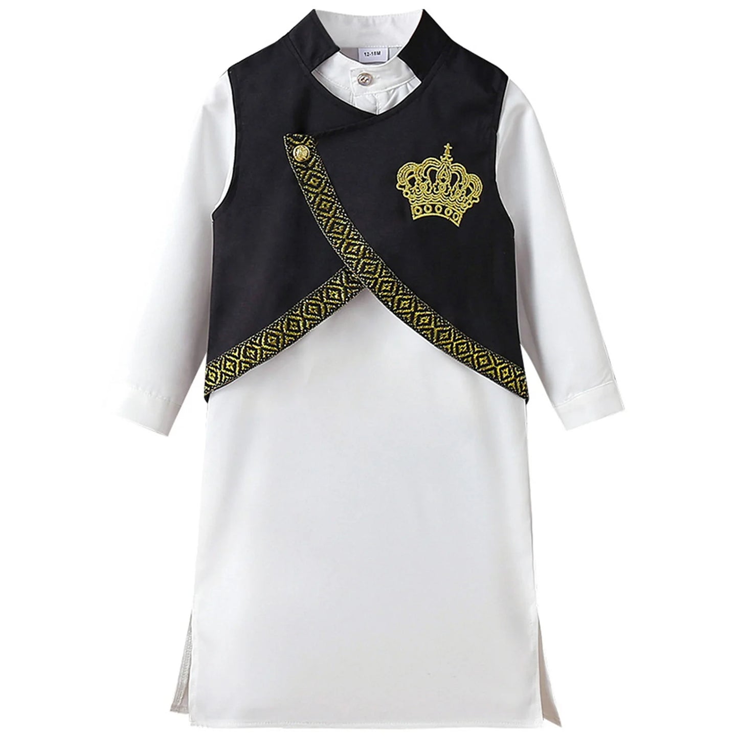 Abaya Kinder Jungen Arabische Muslimische Langarm Kleid mit Hose Islamisches Kaftan Abaya Set