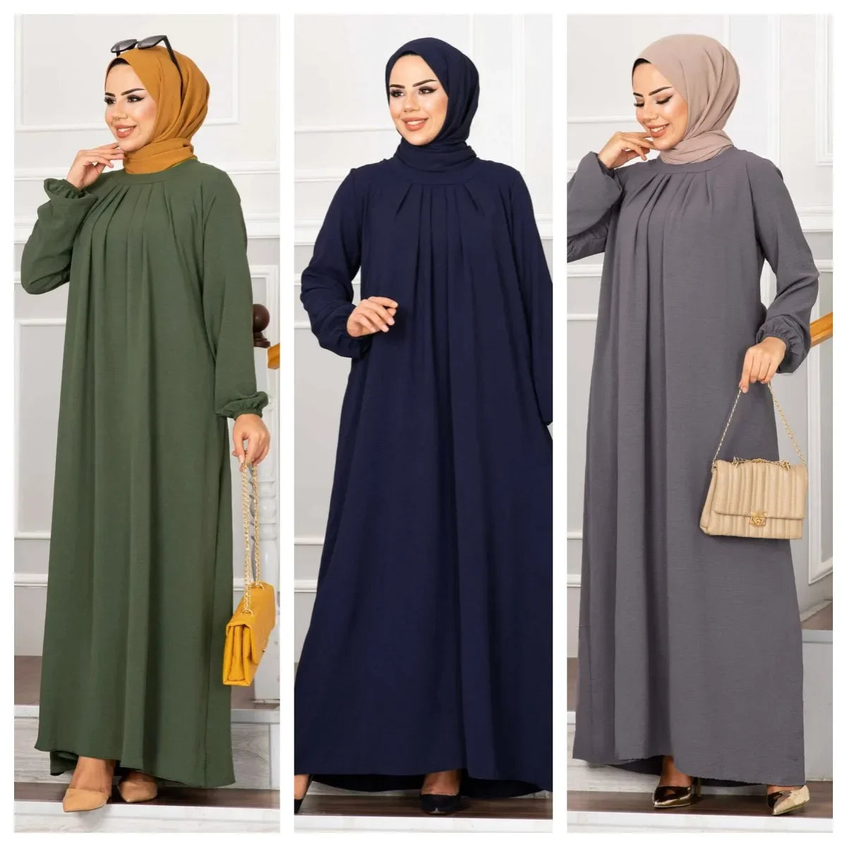 Abaya Muslimisches Kleid Bescheidene Plisseekleider Abayas für Frauen Robe Abaya Kaftan Islamische Kleidung