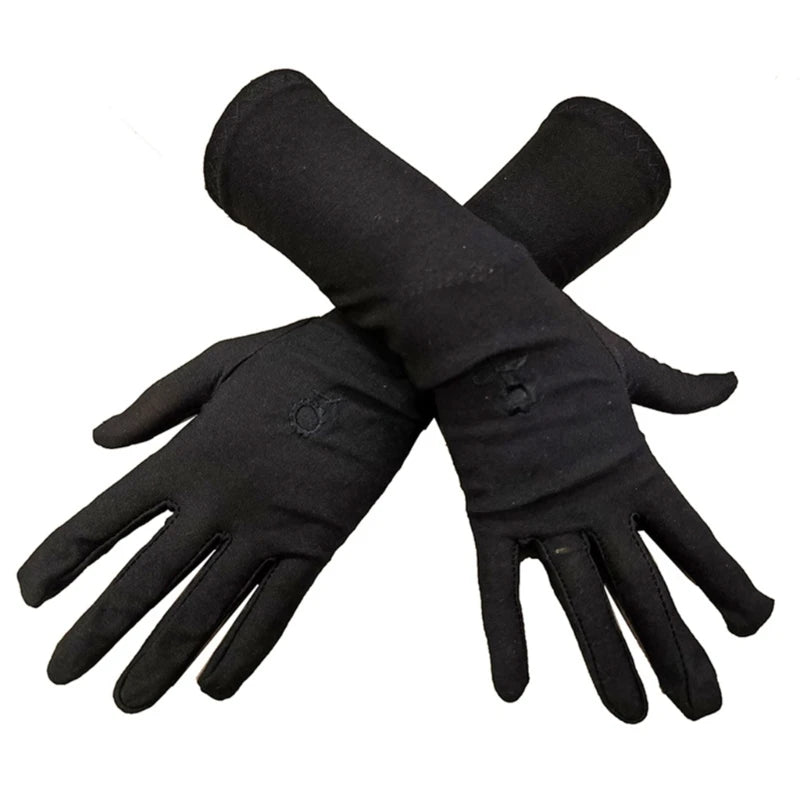 Muslimische schwarze Handschuhe für Frauen, sonnenfeste Armabdeckung, Stickerei, lange Armärmel, Vollfinger, arabische Hijab-Handhandschuhe