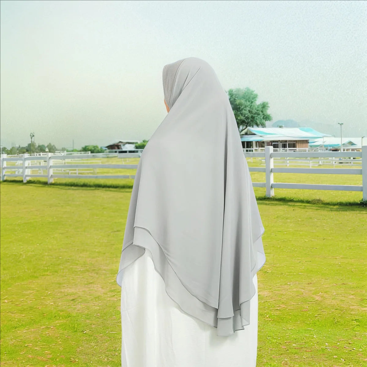 Neues doppellagiges Chiffon-Kopftuch Moslimisches Hijab Frauen Schal Turban Islam Beten Hijabs Niqab Kopfbedeckung