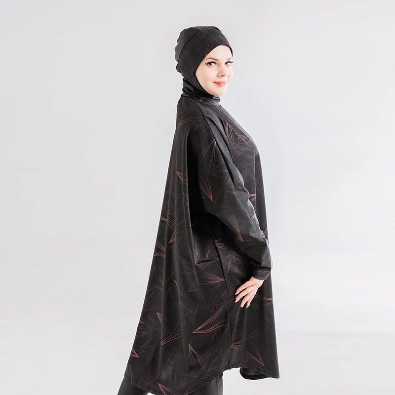 Muslimischer Burkini-Badeanzug für Frauen, bescheidene Bademode, langärmelig, Übergröße, Abaya, Abayas, Badeanzug, Überzüge, Hijab