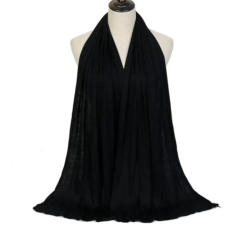 Baumwolljersey-Hijab-Schal, langer muslimischer Schal, schlicht, weich, Turban 170 x 60 cm