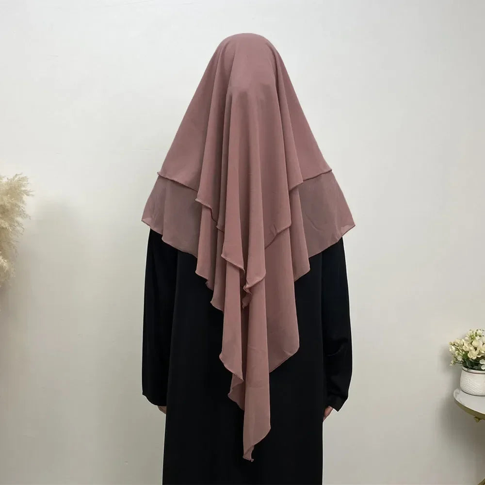 Khimar Chiffon 2-Lagig Hijab Frauen Muslim Bescheidenes Gebet Hijabs Islamische Kleidung Niqab Nikab Robe Abaya