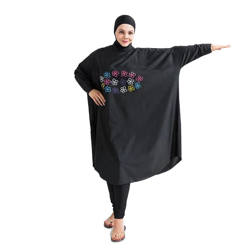 Muslimischer Burkini-Badeanzug für Frauen, bescheidene Bademode, langärmelig, Übergröße, Abaya, Abayas, Badeanzug, Überzüge, Hijab