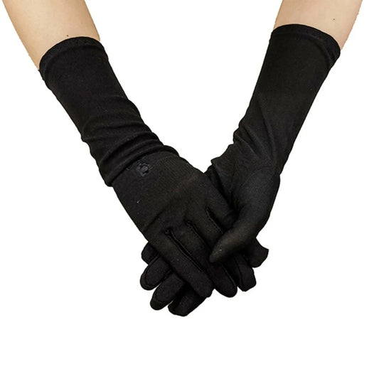 Muslimische schwarze Handschuhe für Frauen, sonnenfeste Armabdeckung, Stickerei, lange Armärmel, Vollfinger, arabische Hijab-Handhandschuhe