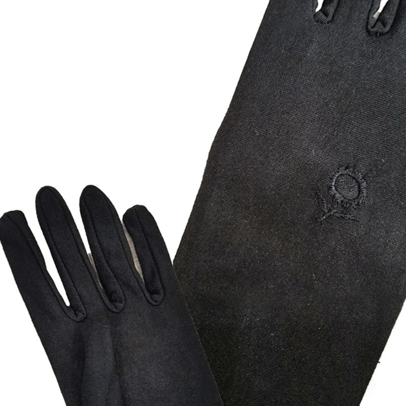 Muslimische schwarze Handschuhe für Frauen, sonnenfeste Armabdeckung, Stickerei, lange Armärmel, Vollfinger, arabische Hijab-Handhandschuhe