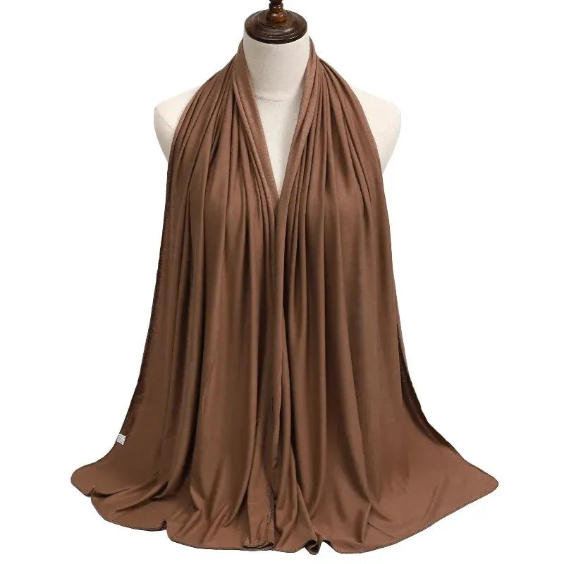 Baumwolljersey-Hijab-Schal, langer muslimischer Schal, schlicht, weich, Turban 170 x 60 cm