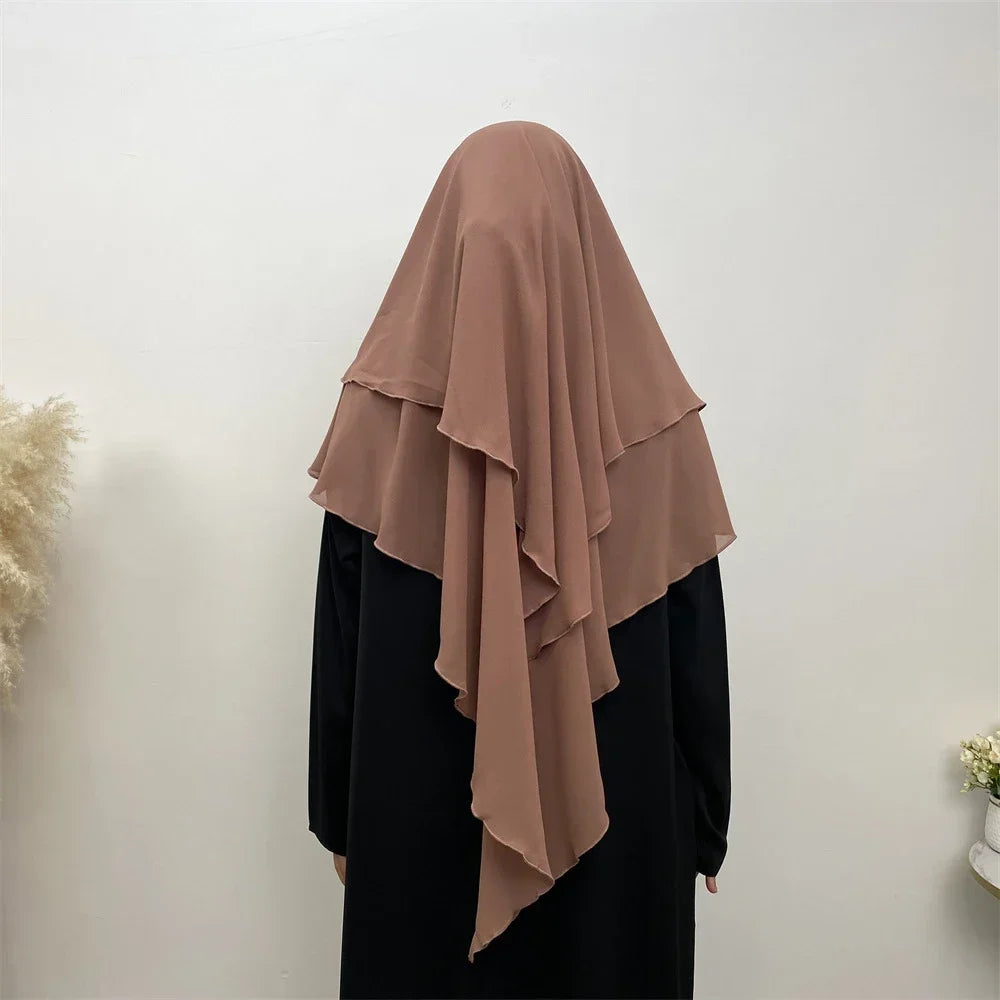Khimar Chiffon 2-Lagig Hijab Frauen Muslim Bescheidenes Gebet Hijabs Islamische Kleidung Niqab Nikab Robe Abaya
