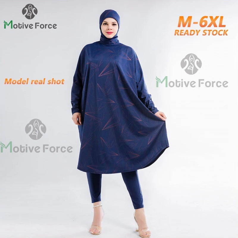 Muslimischer Burkini-Badeanzug für Frauen, bescheidene Bademode, langärmelig, Übergröße, Abaya, Abayas, Badeanzug, Überzüge, Hijab