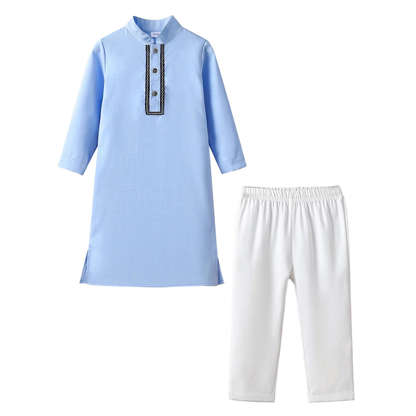 Abaya Kinder Jungen Arabische Muslimische Langarm Kleid mit Hose Islamisches Kaftan Abaya Set