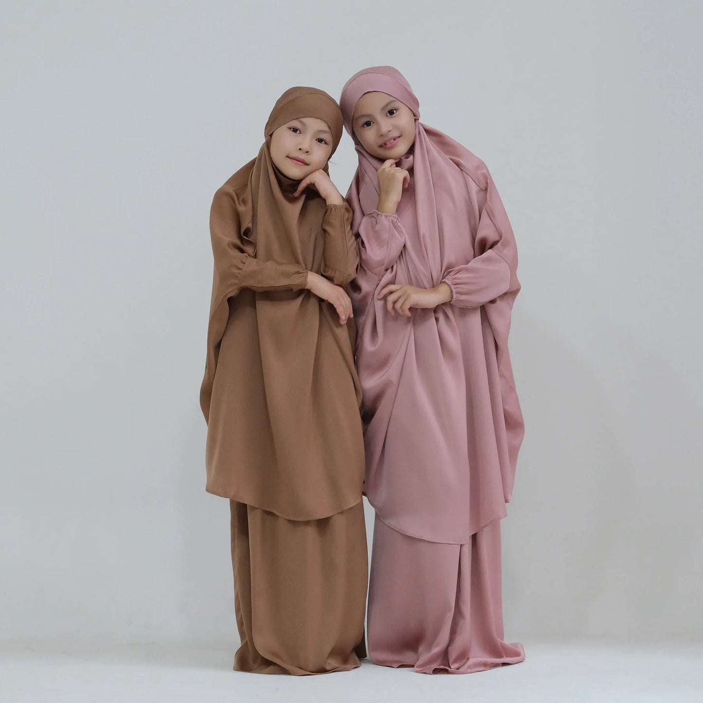Abaya Kinder Mädchen Hijab Kleid Mit Kapuze Khimar Gebetskleidung Islamische Kleidung Volle Abdeckung Burka Niqab 2teilig