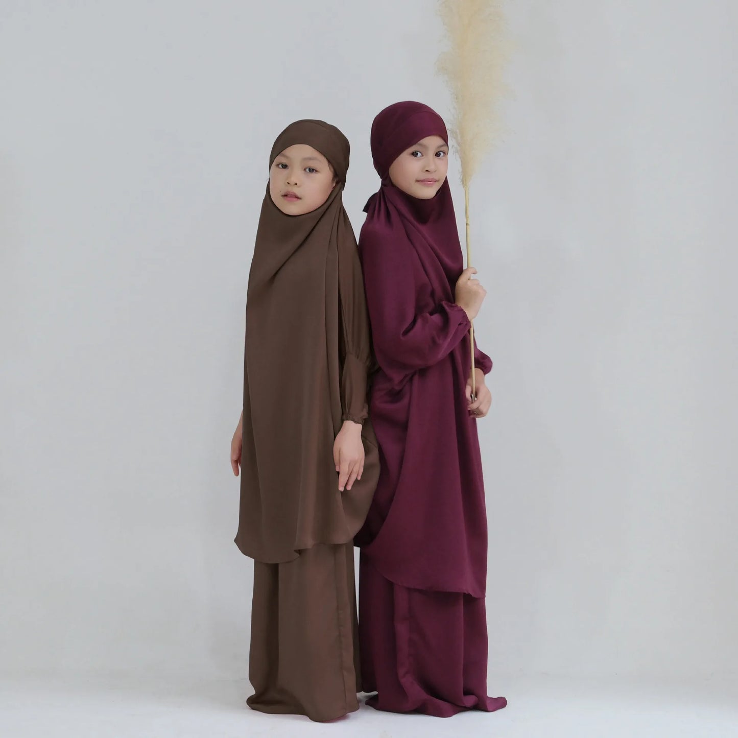 Abaya Kinder Mädchen Hijab Kleid Mit Kapuze Khimar Gebetskleidung Islamische Kleidung Volle Abdeckung Burka Niqab 2teilig