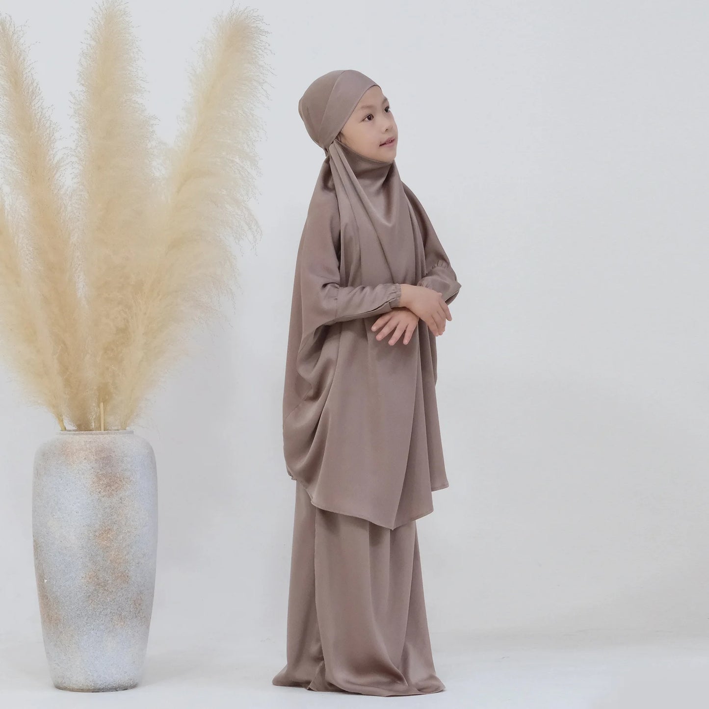 Abaya Kinder Mädchen Hijab Kleid Mit Kapuze Khimar Gebetskleidung Islamische Kleidung Volle Abdeckung Burka Niqab 2teilig