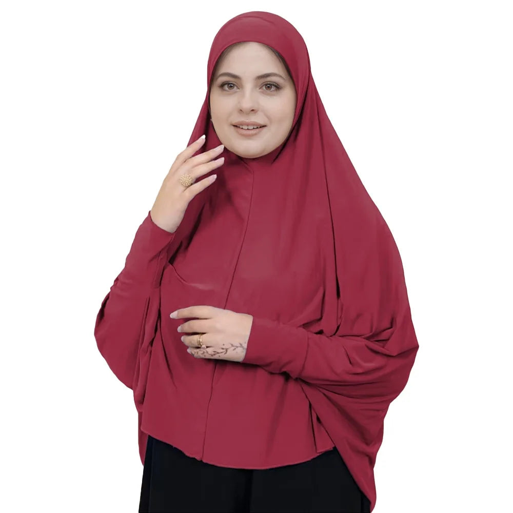 Muslimische Frauen Gebet Hijab Langer Schal Abaya Islamische Kleidung Schlicht Lang Khimar Eid Ramadan Kopfschmuck