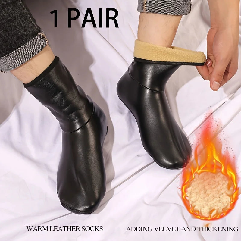 Gebetssocken für Herren dicke warme Fußsocken für Erwachsene, hohe wasserdichte Zimmersocken aus Leder für den Innenbereich