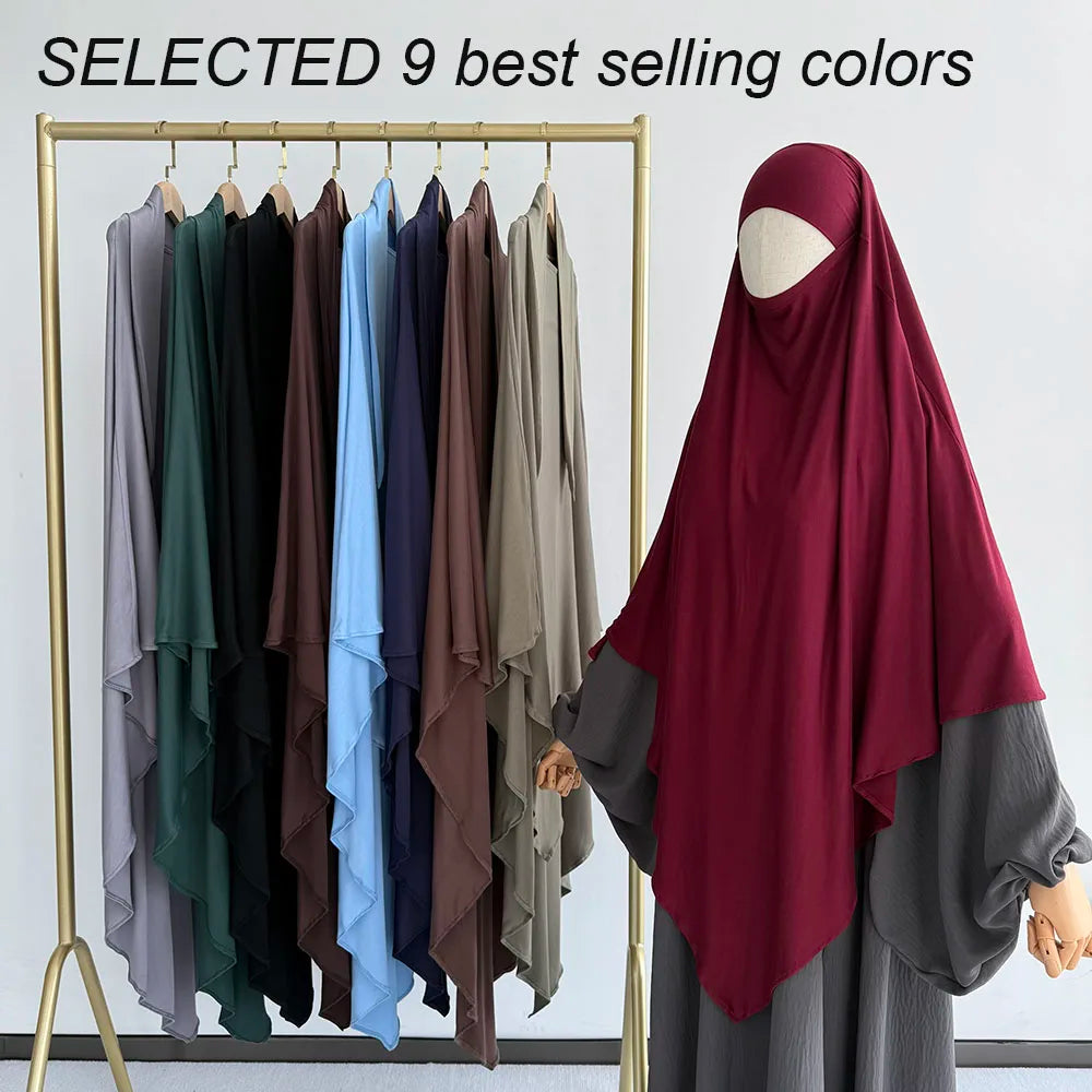 Khimar aus hochwertigem Baumwolljersey, dehnbar, leicht, atmungsaktiv, einlagig, Islam, muslimische Frauen, Eid, Ramadan, langes Gebet, Hijab Khimar