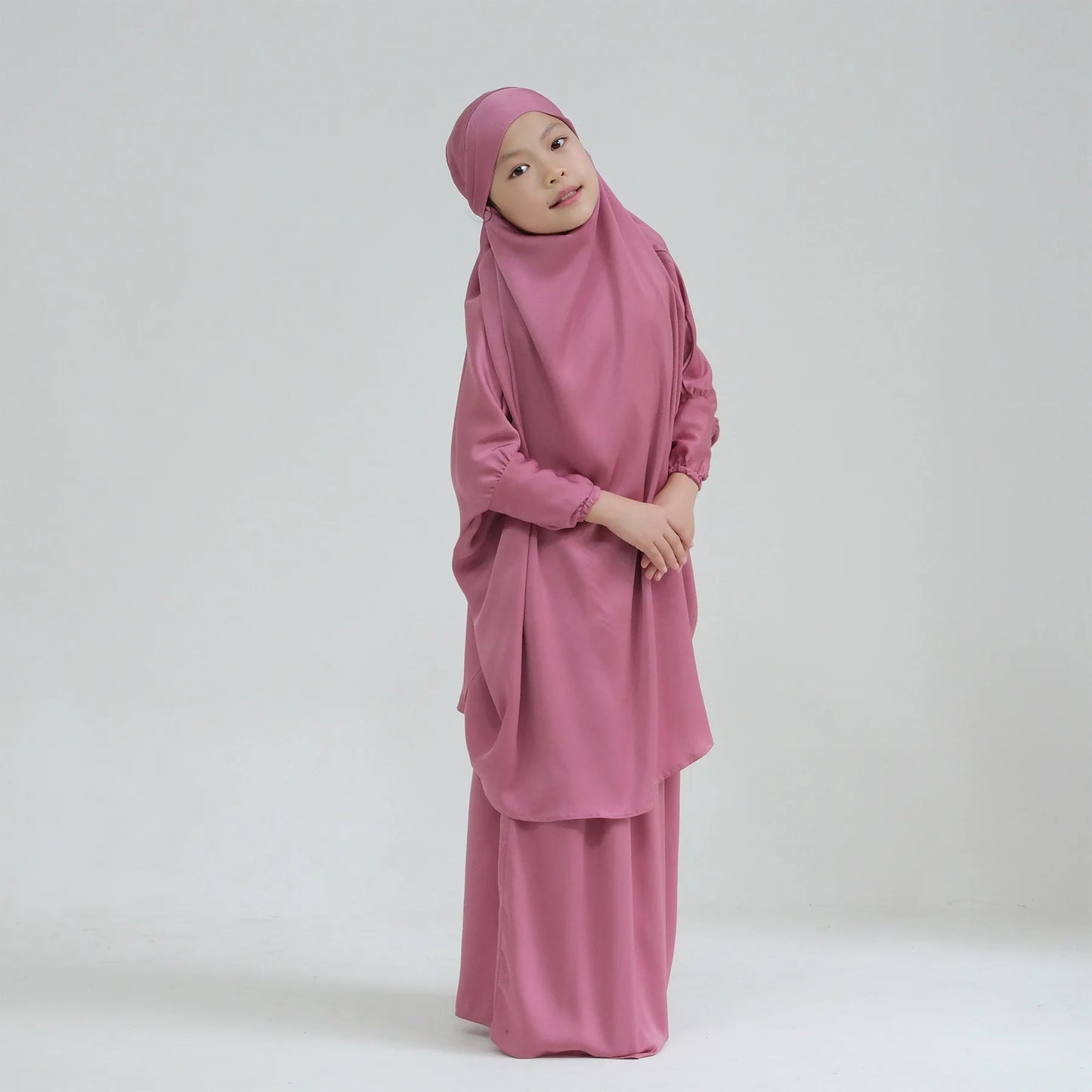 Abaya Kinder Mädchen Hijab Kleid Mit Kapuze Khimar Gebetskleidung Islamische Kleidung Volle Abdeckung Burka Niqab 2teilig