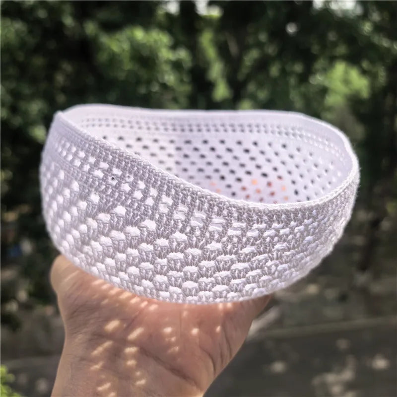 Handgemachte Gebetsmütze mit Haken, muslimischer gestrickter Kufi-Hut,  gehäkelt, handgefertigt, islamische Ramadan-Gebetsmütze