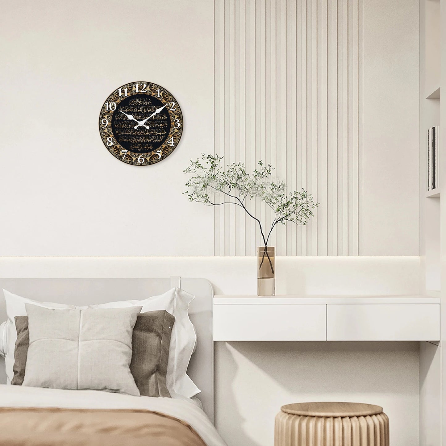 Wanduhr Eine Kunst islamische Kalligraphie Schrift Holz Wohnzimmer Schlafzimmer Küche Home Dekoration Wanduhr leise Quarzuhr Urlaub Geschenk 10 Zoll 12 Zoll 14 Zoll 16 Zoll (ohne Batterien)