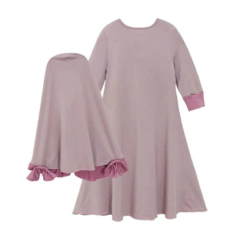 Abaya Kinder Hijab Kleid 2teilig Set Islamische Kinder Gebet Mädchen Khimar Kopftuch Niqab Robe Kleidung