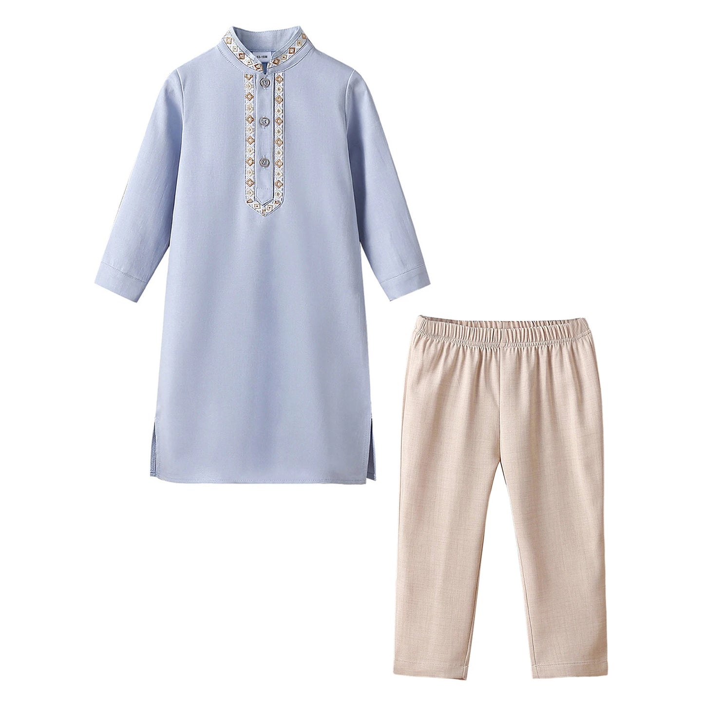 Abaya Kinder Jungen Arabische Muslimische Langarm Kleid mit Hose Islamisches Kaftan Abaya Set