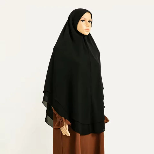 Neues doppellagiges Chiffon-Kopftuch Moslimisches Hijab Frauen Schal Turban Islam Beten Hijabs Niqab Kopfbedeckung
