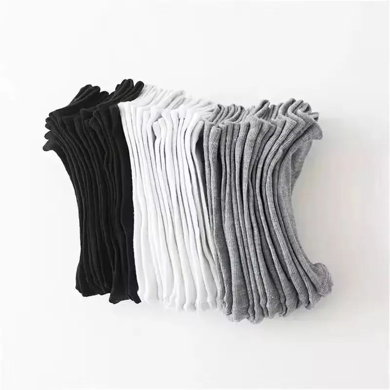 10 Paar/Herrensocken Frühling/Sommer Dünne, Atmungsaktive, Weiche Polyester-Baumwollsocken Schwarz Söckchen Bootssocken