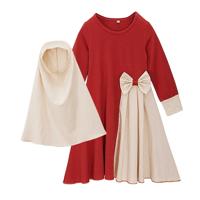 Abaya und Hijab 2teilig für Kinder und Mädchen, muslimisches Blumengebetkleid, Kopftuch, islamisches Gewand,  Khimar-Set