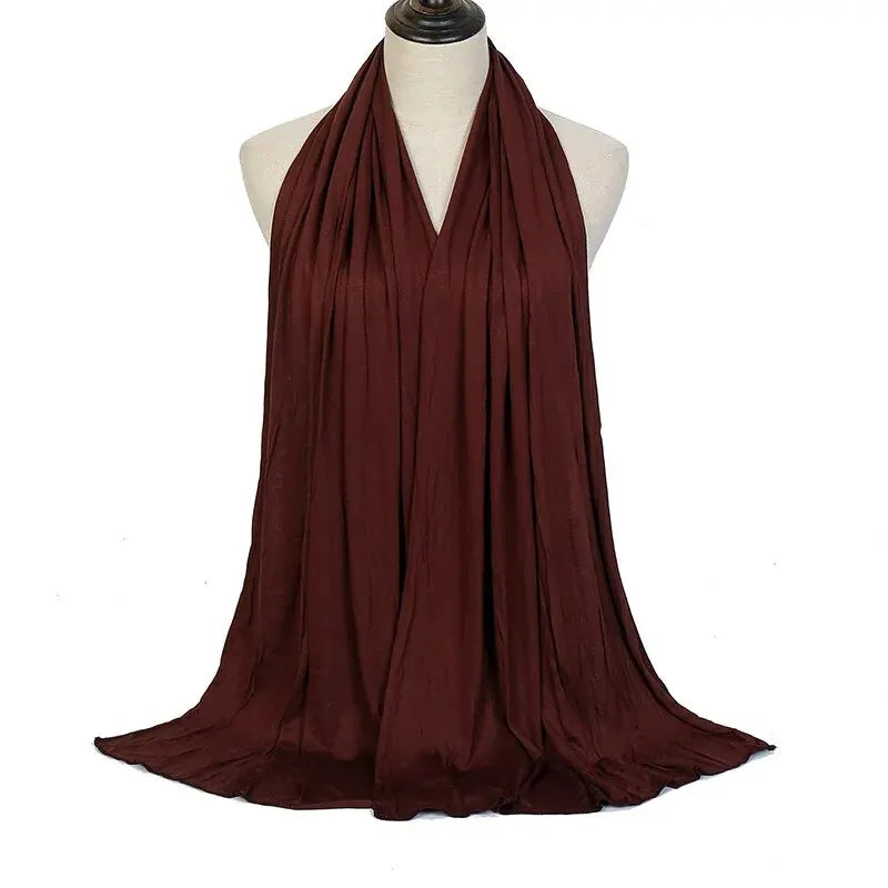 Baumwolljersey-Hijab-Schal, langer muslimischer Schal, schlicht, weich, Turban 170 x 60 cm