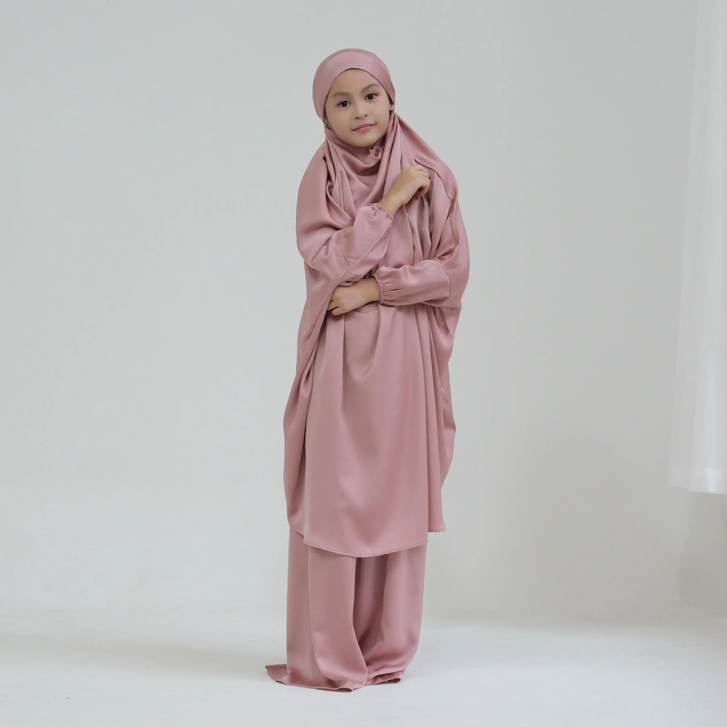 Abaya Kinder Mädchen Hijab Kleid Mit Kapuze Khimar Gebetskleidung Islamische Kleidung Volle Abdeckung Burka Niqab 2teilig