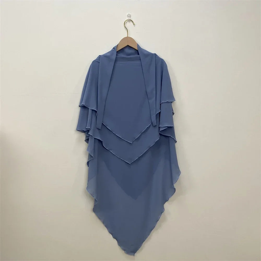 Khimar Chiffon 2-Lagig Hijab Frauen Muslim Bescheidenes Gebet Hijabs Islamische Kleidung Niqab Nikab Robe Abaya