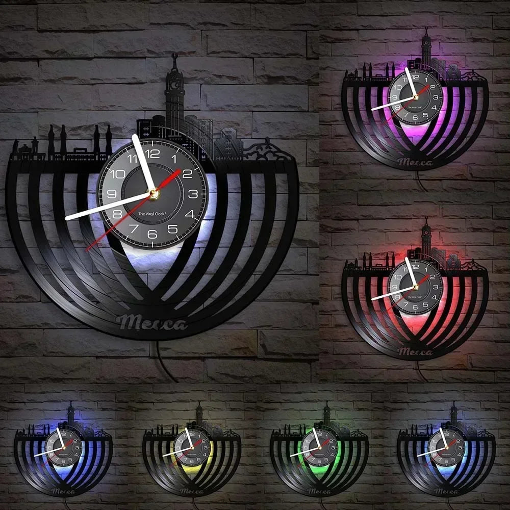 Mekka Wandkunst Wanduhr Islamisch Retro Kabba Muslimische Architektur Dekoration Uhr Geschenk