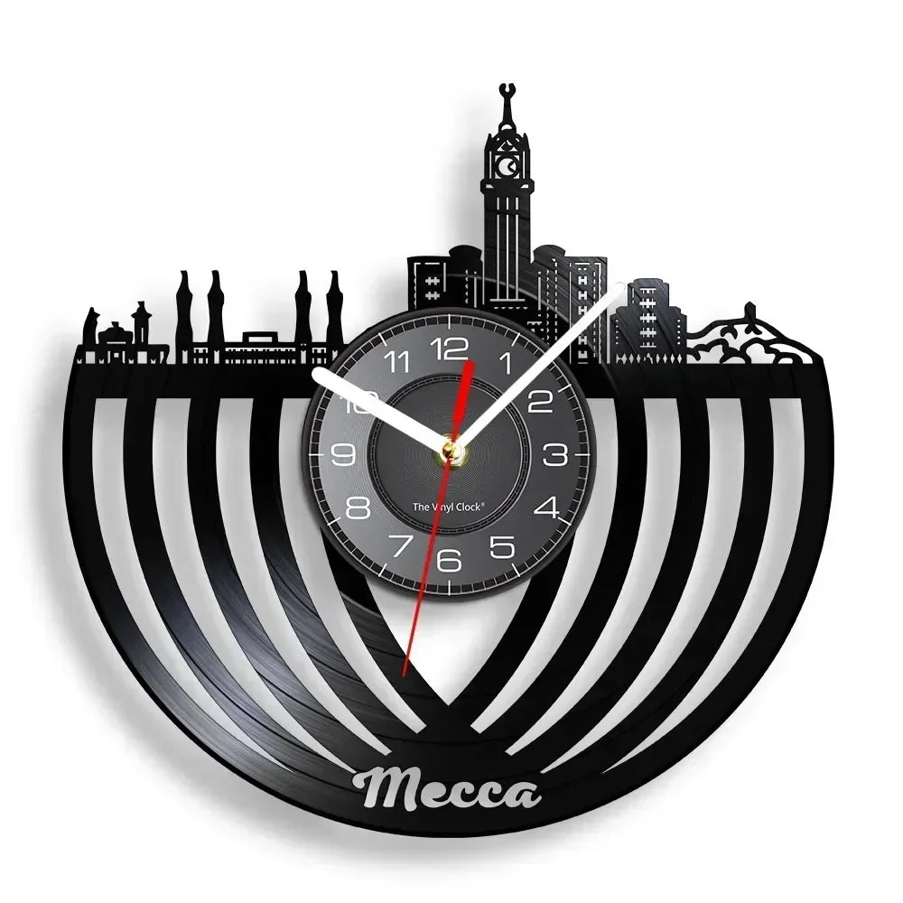 Mekka Wandkunst Wanduhr Islamisch Retro Kabba Muslimische Architektur Dekoration Uhr Geschenk