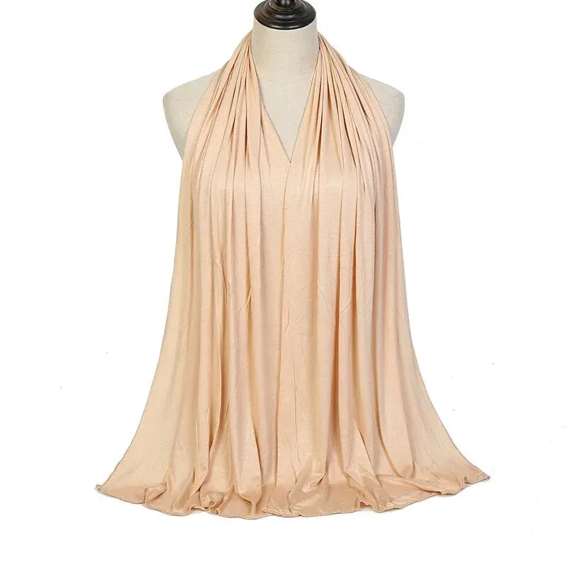 Baumwolljersey-Hijab-Schal, langer muslimischer Schal, schlicht, weich, Turban 170 x 60 cm