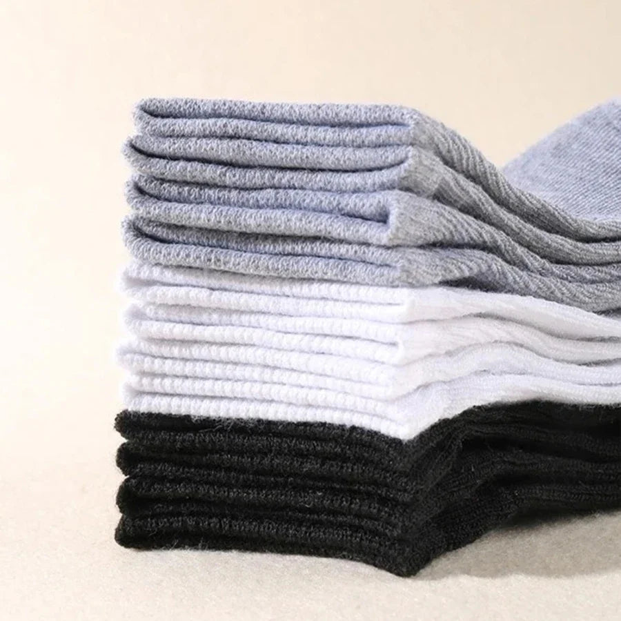 10 Paar/Herrensocken Frühling/Sommer Dünne, Atmungsaktive, Weiche Polyester-Baumwollsocken Schwarz Söckchen Bootssocken