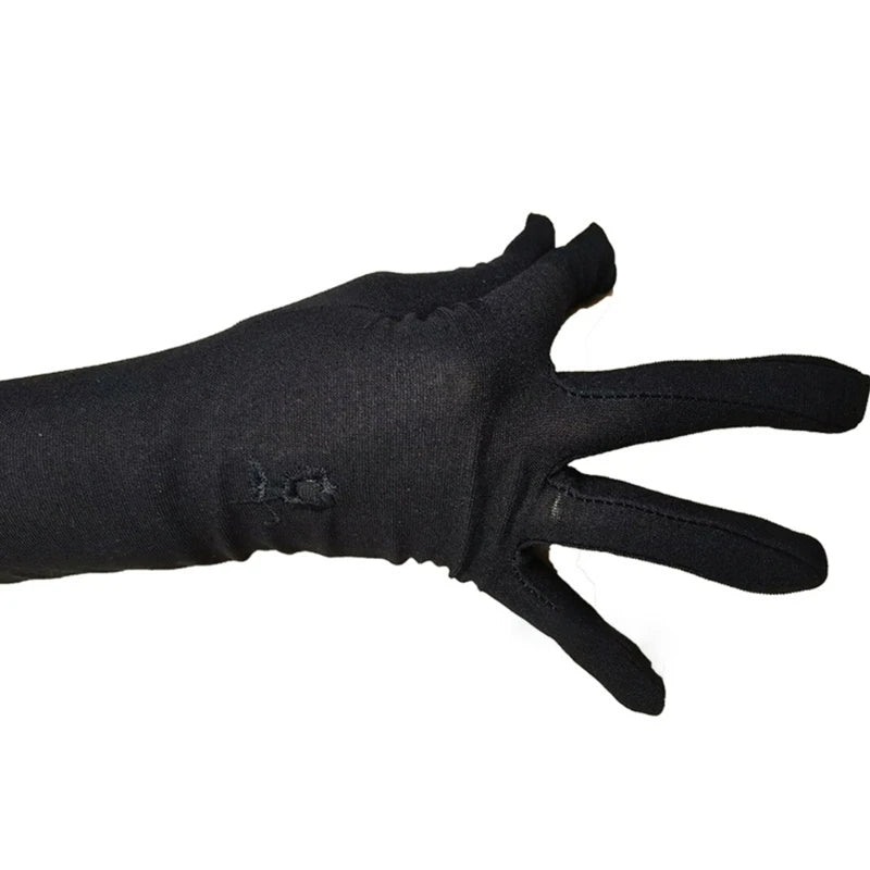 Muslimische schwarze Handschuhe für Frauen, sonnenfeste Armabdeckung, Stickerei, lange Armärmel, Vollfinger, arabische Hijab-Handhandschuhe