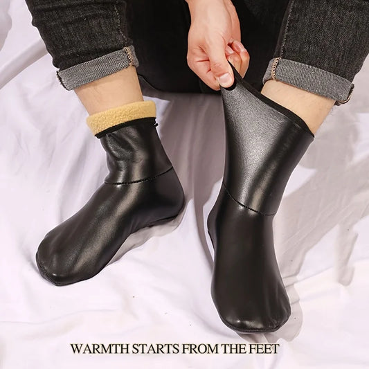 Gebetssocken für Herren dicke warme Fußsocken für Erwachsene, hohe wasserdichte Zimmersocken aus Leder für den Innenbereich