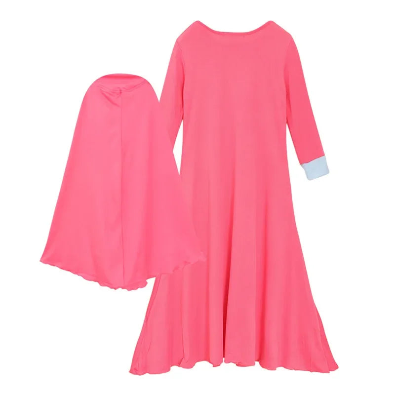 Abaya und Hijab 2teilig für Kinder und Mädchen, muslimisches Blumengebetkleid, Kopftuch, islamisches Gewand,  Khimar-Set