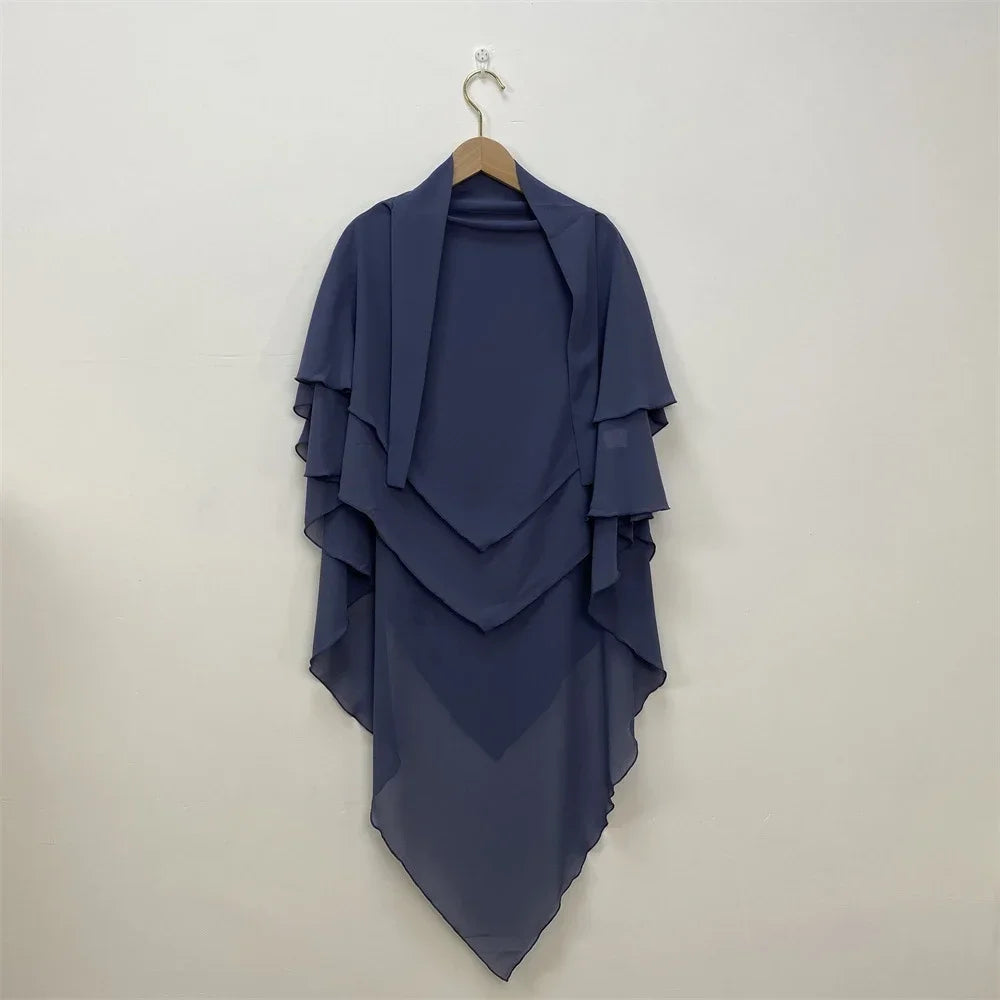 Khimar Chiffon 2-Lagig Hijab Frauen Muslim Bescheidenes Gebet Hijabs Islamische Kleidung Niqab Nikab Robe Abaya