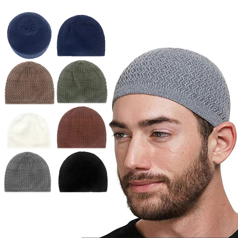 Gestrickte Muslimische Männer Gebetshüte Islamische Mütze Herren