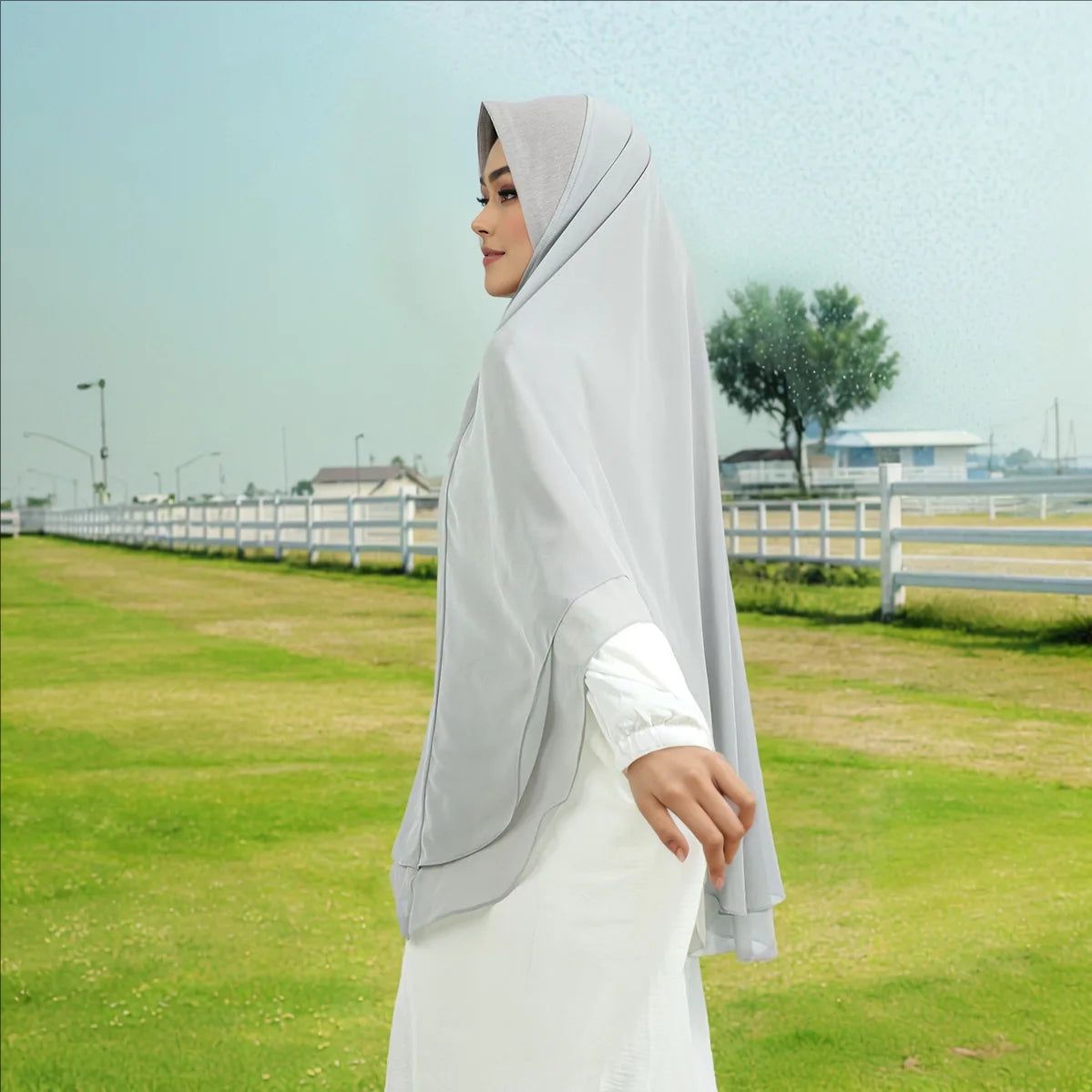 Neues doppellagiges Chiffon-Kopftuch Moslimisches Hijab Frauen Schal Turban Islam Beten Hijabs Niqab Kopfbedeckung