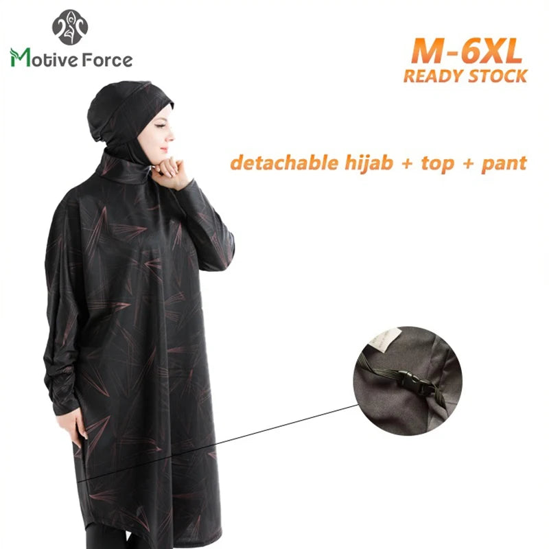 Muslimischer Burkini-Badeanzug für Frauen, bescheidene Bademode, langärmelig, Übergröße, Abaya, Abayas, Badeanzug, Überzüge, Hijab