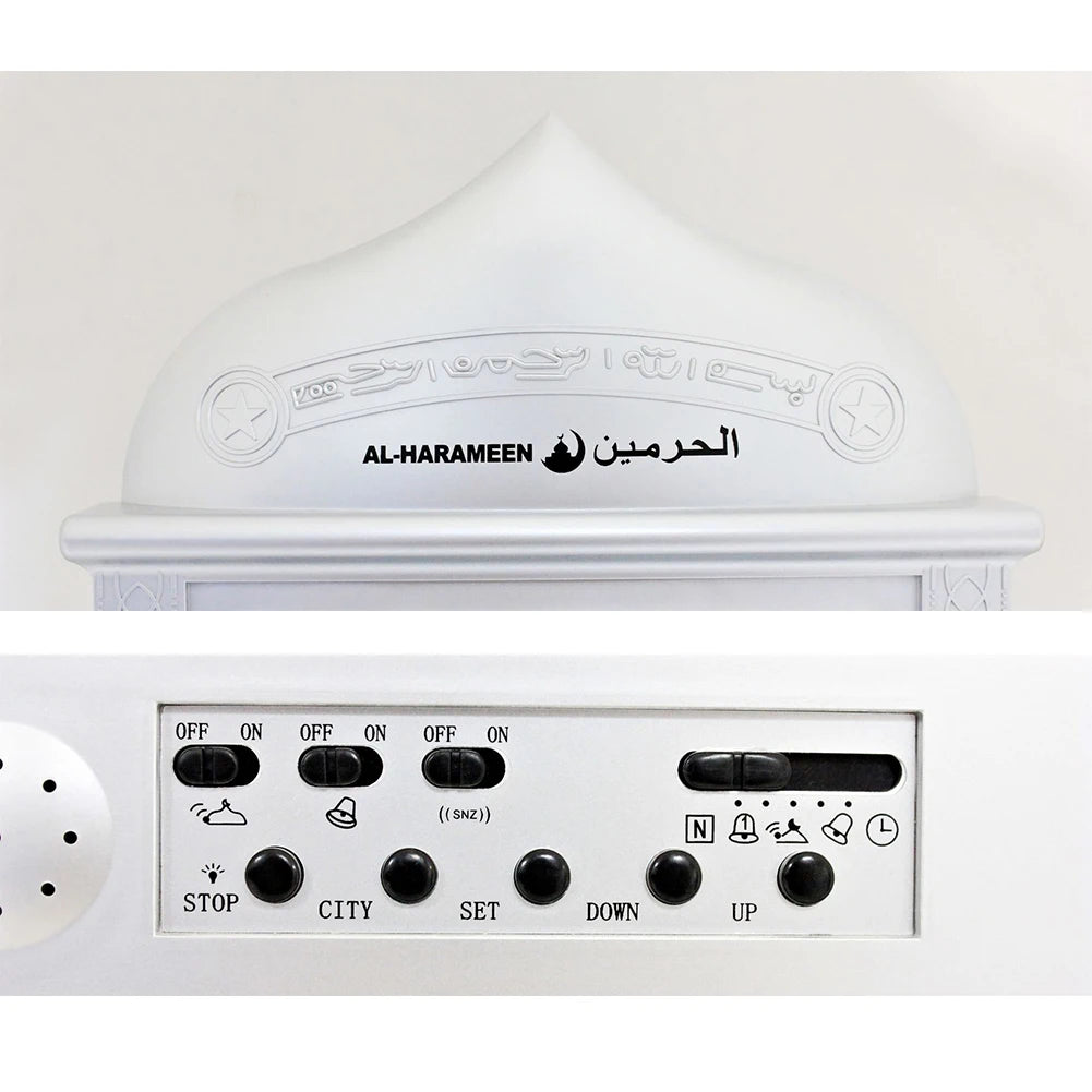 Azan-Kalender, muslimischer Gebets-Wanduhr-Alarm mit LCD-Display, Temperaturfunktion, Heimdekoration (ohne Batterie)