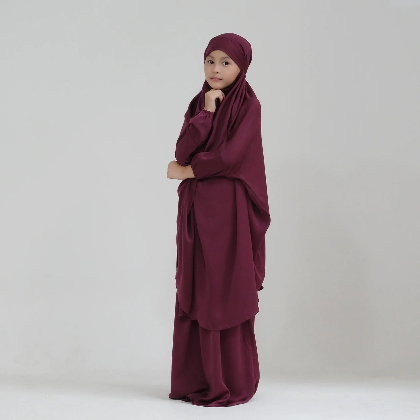 Abaya Kinder Mädchen Hijab Kleid Mit Kapuze Khimar Gebetskleidung Islamische Kleidung Volle Abdeckung Burka Niqab 2teilig