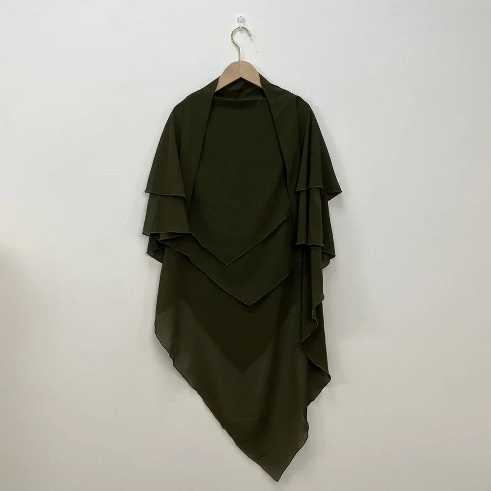 Khimar Chiffon 2-Lagig Hijab Frauen Muslim Bescheidenes Gebet Hijabs Islamische Kleidung Niqab Nikab Robe Abaya