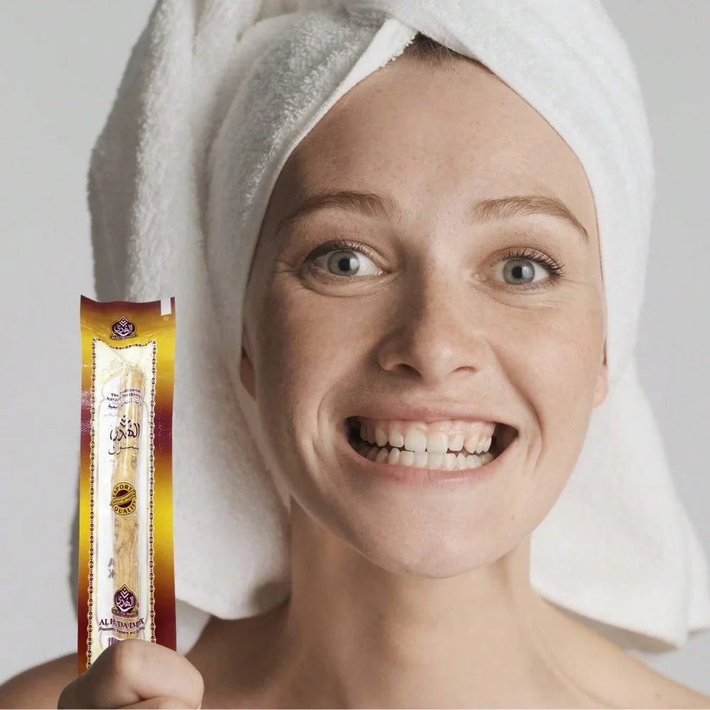 Premium-Zahnbürstenstab aus natürlichem Ast-Miswak, für unterwegs und den täglichen Gebrauch, aus Holz + Bambus-Griff aus Ast-Bambus, als Geschenk