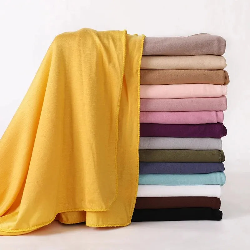 Baumwolljersey-Hijab-Schal, langer muslimischer Schal, schlicht, weich, Turban 170 x 60 cm
