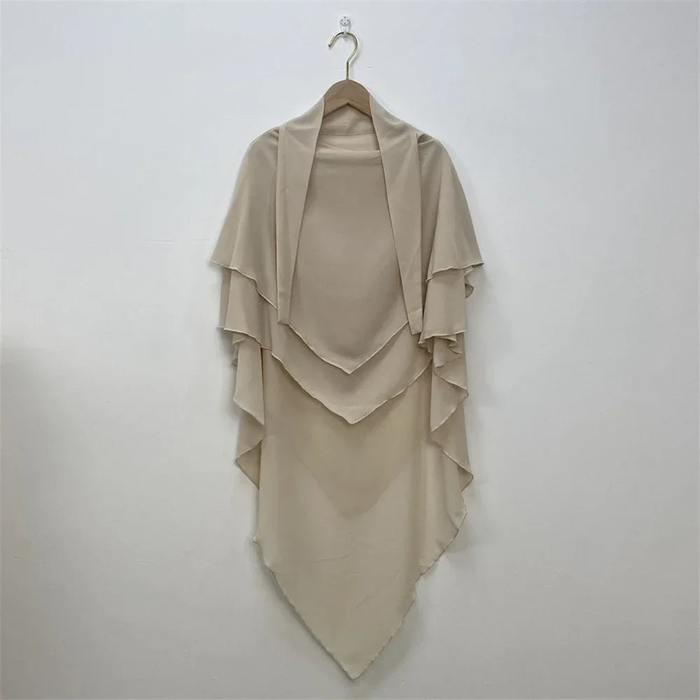 Khimar Chiffon 2-Lagig Hijab Frauen Muslim Bescheidenes Gebet Hijabs Islamische Kleidung Niqab Nikab Robe Abaya